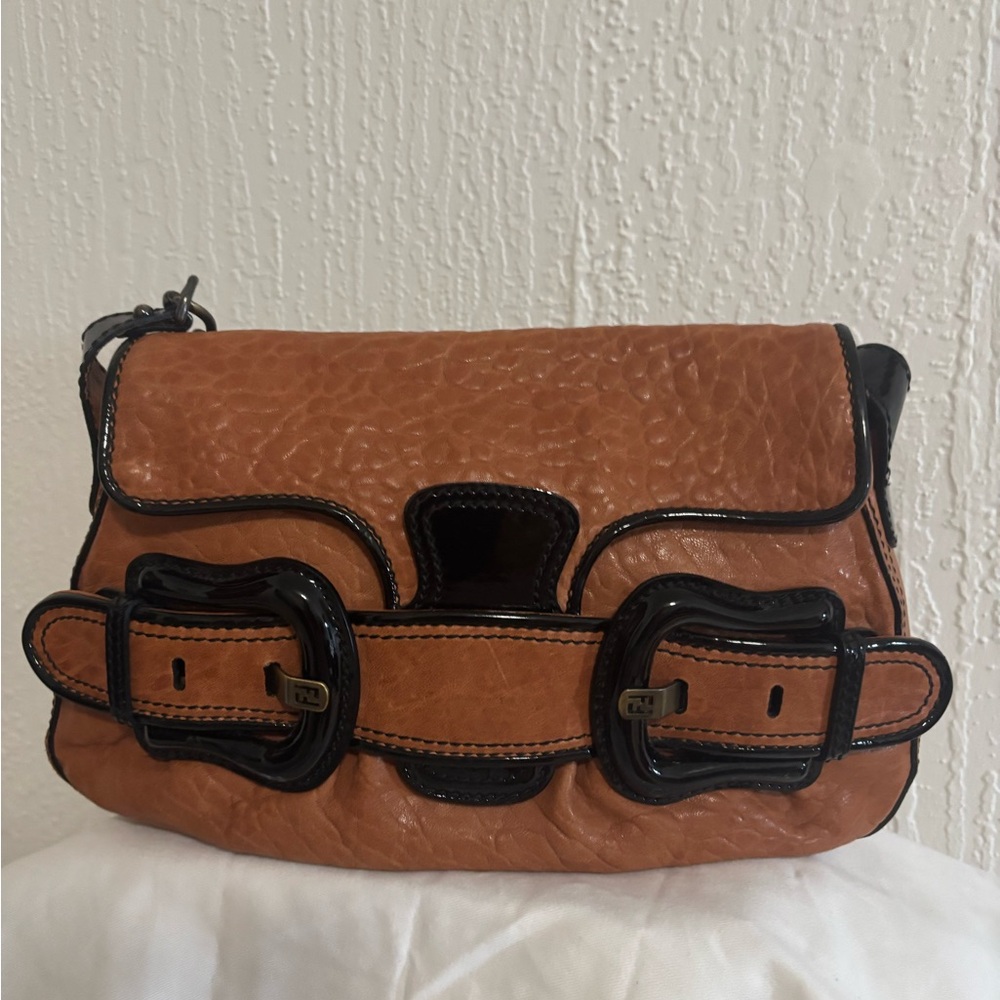 Fendi Tan and Black Leather Shoulder Bag